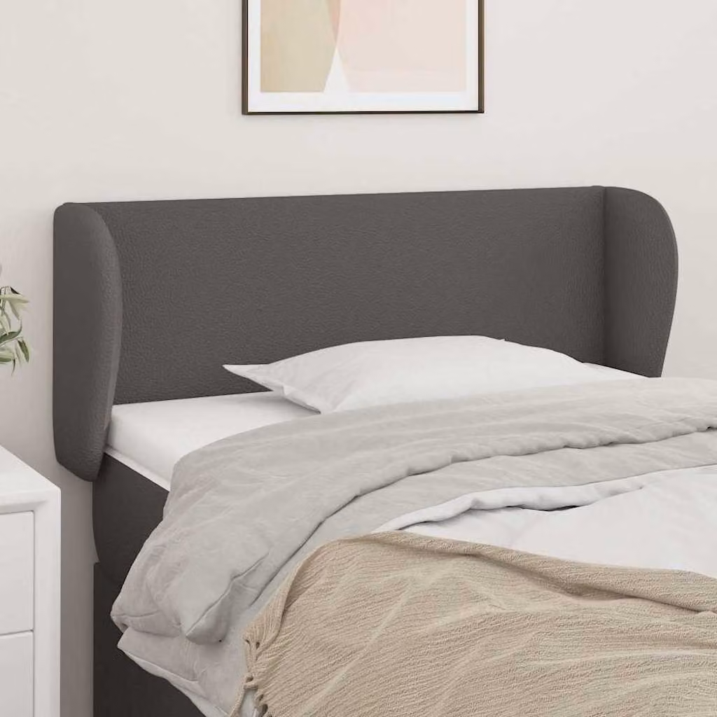 Testiera ad orecchio vidaXL in similpelle grigia con struttura in legno, L: 93 cm, P: 23 cm, H: 78-88 cm