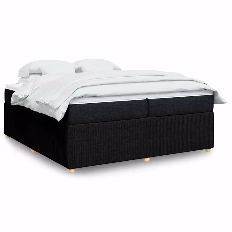 vidaXL Giroletto a Molle con Materasso Ibrido in Tessuto Nero L/P: 200 x 200 cm