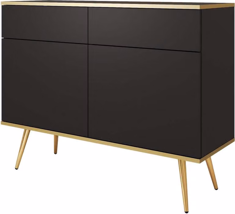 FURNLUX Credenza Oro Black Und Gold 107cm / Hauptfarbe: Schwarz / Dimensioni: 107 x 39 x 85 cm