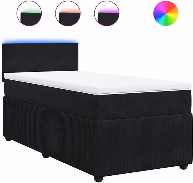 Letto singolo | Letto per adulti | Giroletto a Molle con Materasso Nero 80x200 cm in Velluto