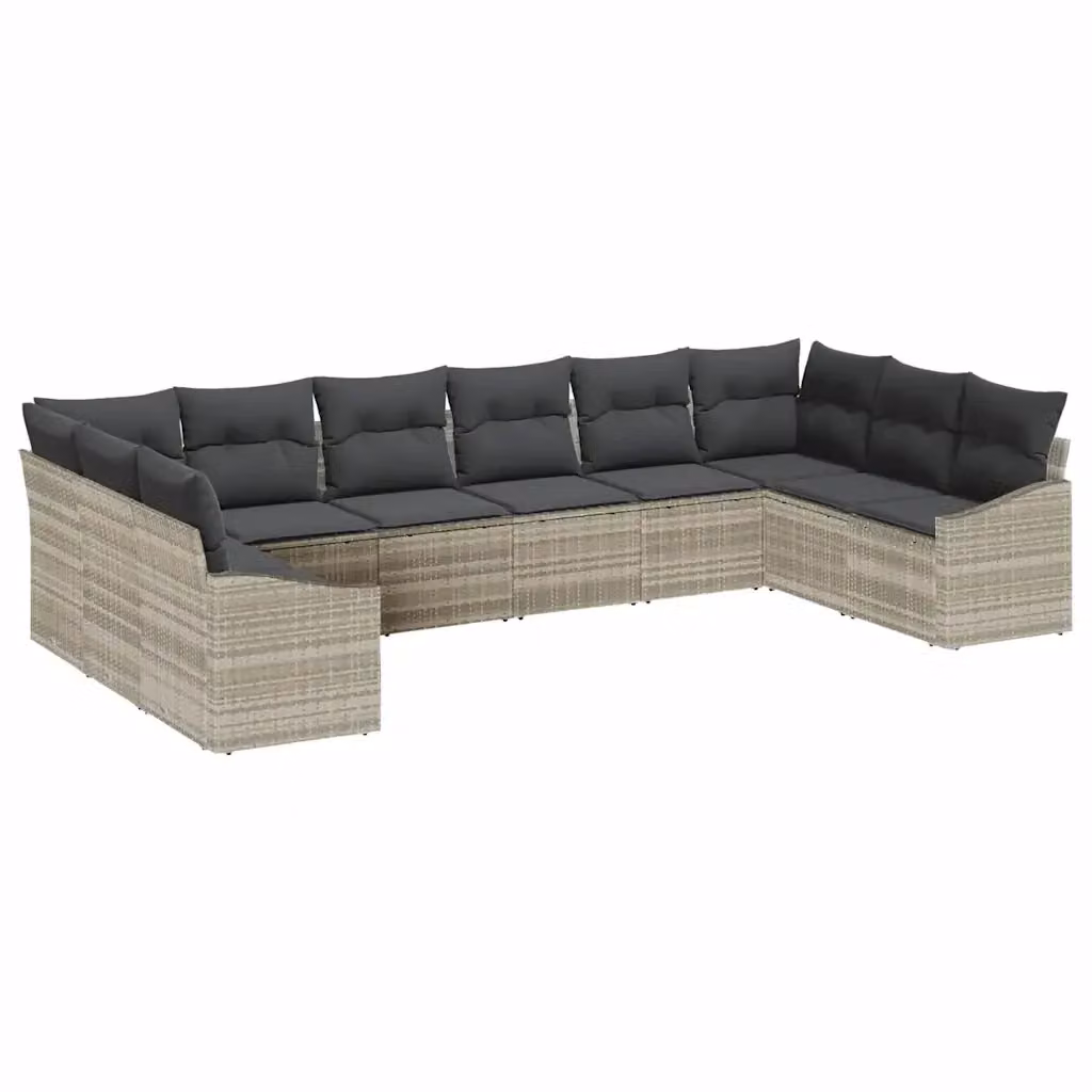 Set di divani da giardino vidaXL in rattan grigio con cuscini e tavolino da esterno – 2