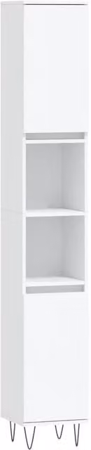 Mobiletto da bagno sospeso HELLOSHOP26 in stile industriale, colore bianco, con ante a battente e ripiani interni, L/P/H: 30 x 30 x 190 cm