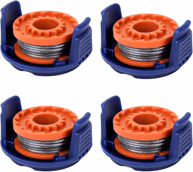Bobine e fili di ricambio per trimmer da giardino, in nylon e plastica, di colore blu e arancione, confezione singola, per la cura del giardino
