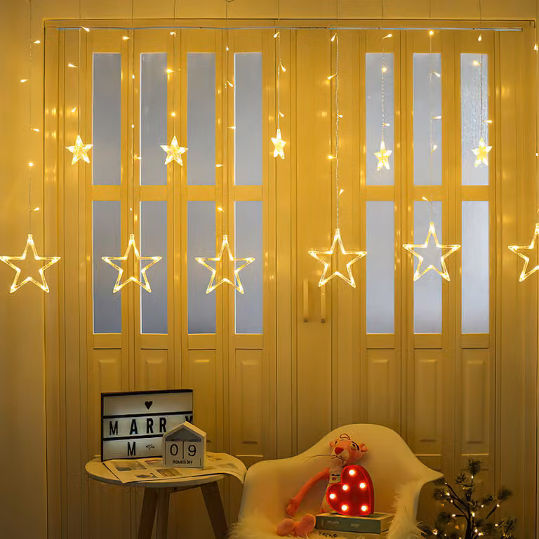 Jopassy LED luci fiabesche 12 stelle luce tenda lampada decorazione interna festa all'aperto camera