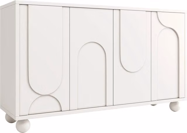 Mobiletto moderno in MDF bianco 120x35x71 cm con ripiani regolabili e sistema anti-ribaltamento