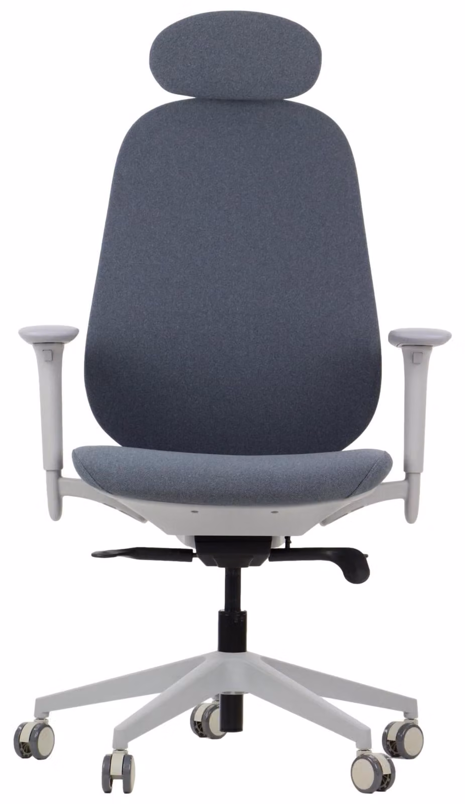 Sedia girevole ergonomica da ufficio LARSTON GF, base in nylon, braccioli regolabili, poggiatesta e supporto lombare, estensione del sedile, struttura grigia, rivestimento grigio