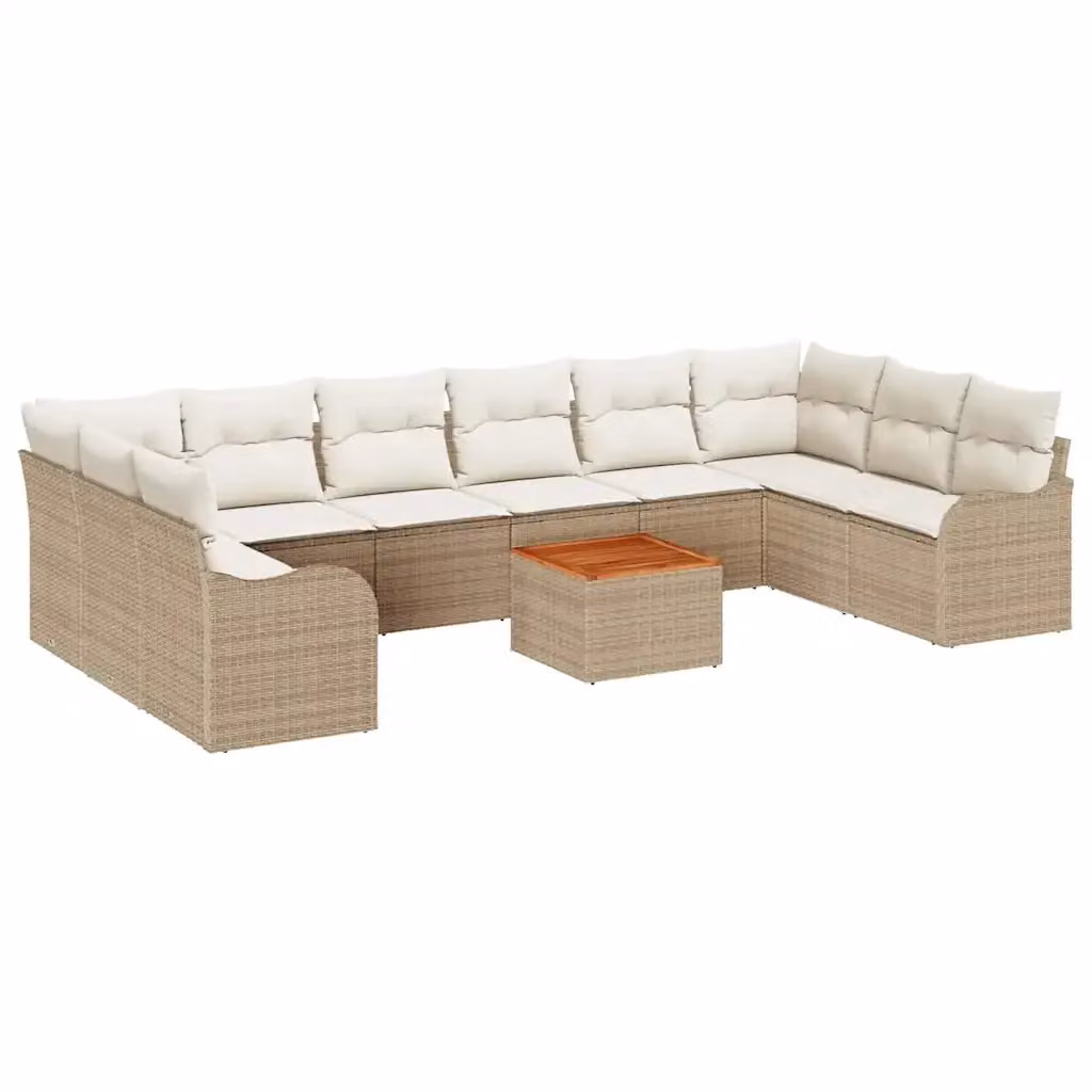 Set da giardino vidaXL composto da 10 pezzi in rattan beige con struttura in acciaio e cuscini inclusi – 2