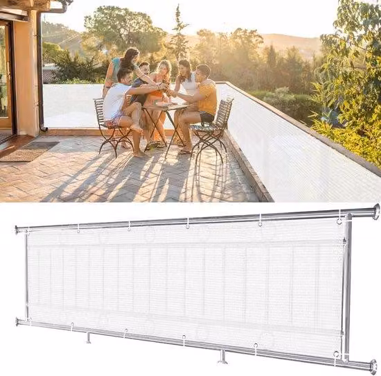 Tenda protettiva per balcone - resistente ai raggi UV - 50 x 850 cm - bianca