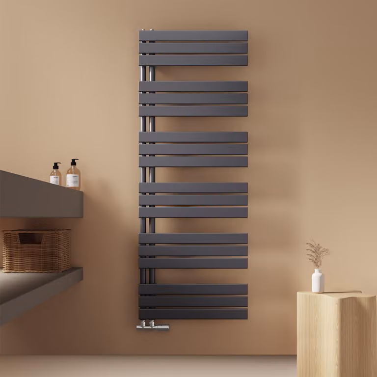 Scaldasalviette EMKE Radiatore da bagno Radiatore a pannello Attacco laterale Montaggio a parete Acqua calda 1599 x 600 mm Antracite senza elemento riscaldante