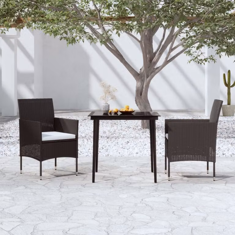 Maison Exclusive - Set da pranzo da giardino a 3 pezzi con cuscini neri