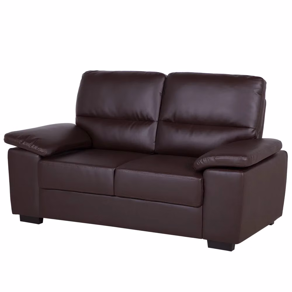 Divano moderno a 2 posti BELIANI in ecopelle marrone per soggiorno L: 156 cm, P: 74 cm, H: 90 cm – 2