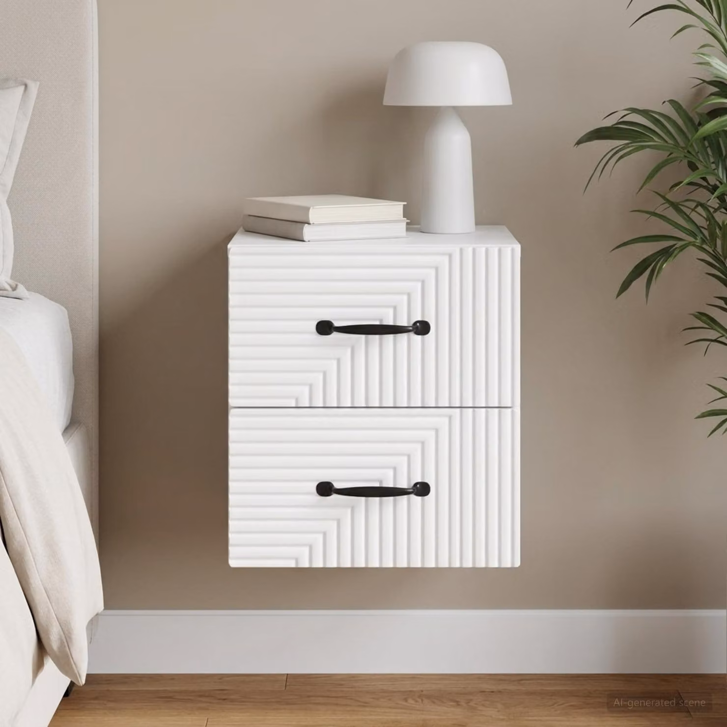 vidaXL Mobiletto da notte sospeso con cassetto Bianco L: 34,5 cm, P: 33 cm, H: 40 cm