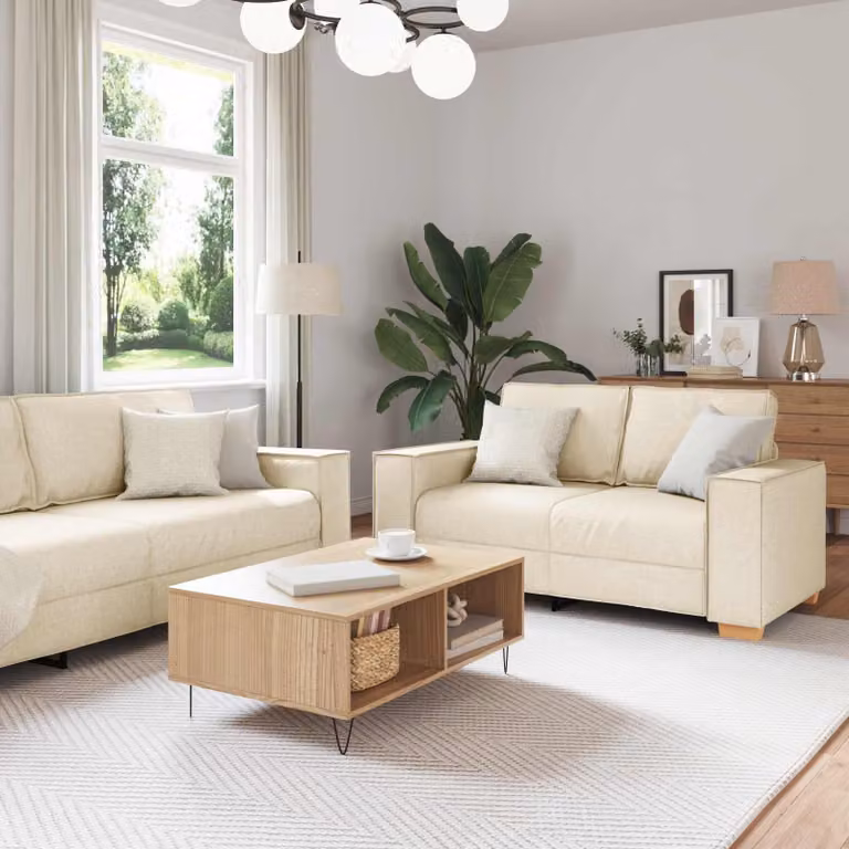 Set di 2 divani vidaXL moderni in tessuto beige per soggiorno