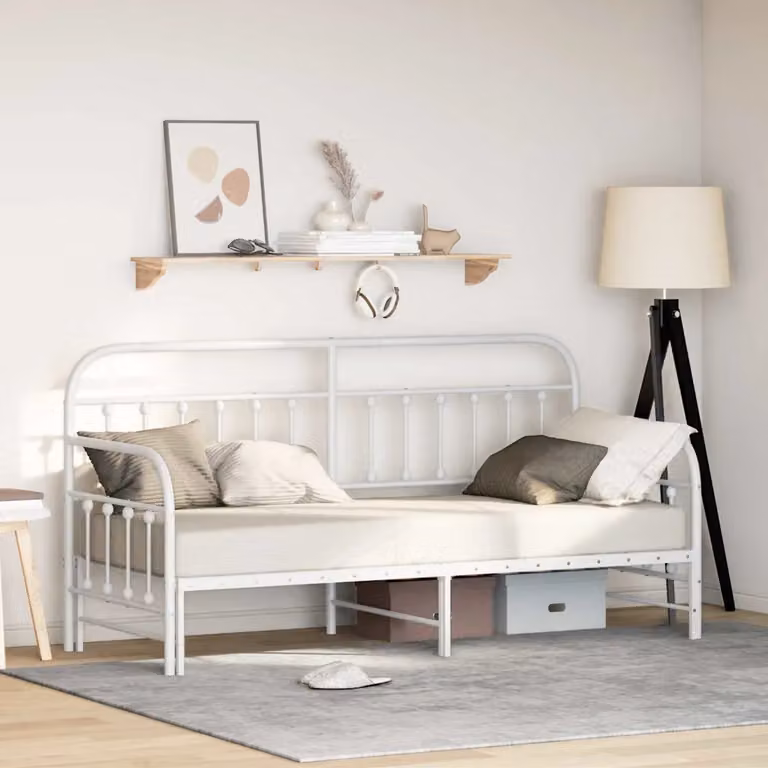 vidaXL Struttura per letto di giorno moderna in metallo Bianco L: 196 cm, P: 155 cm, H: 110 cm
