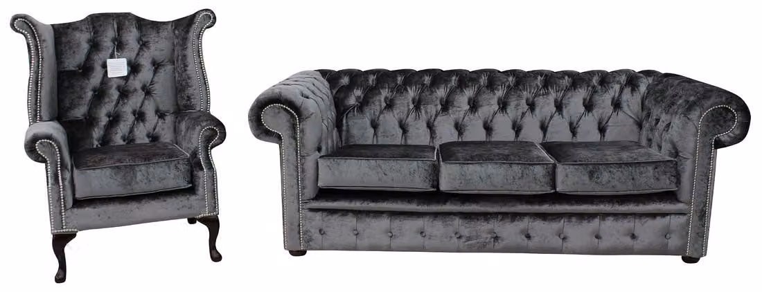 Chesterfield Design Sofagarnitur 3 Sitz + Ohrensessel Couch Sofa Polster Set