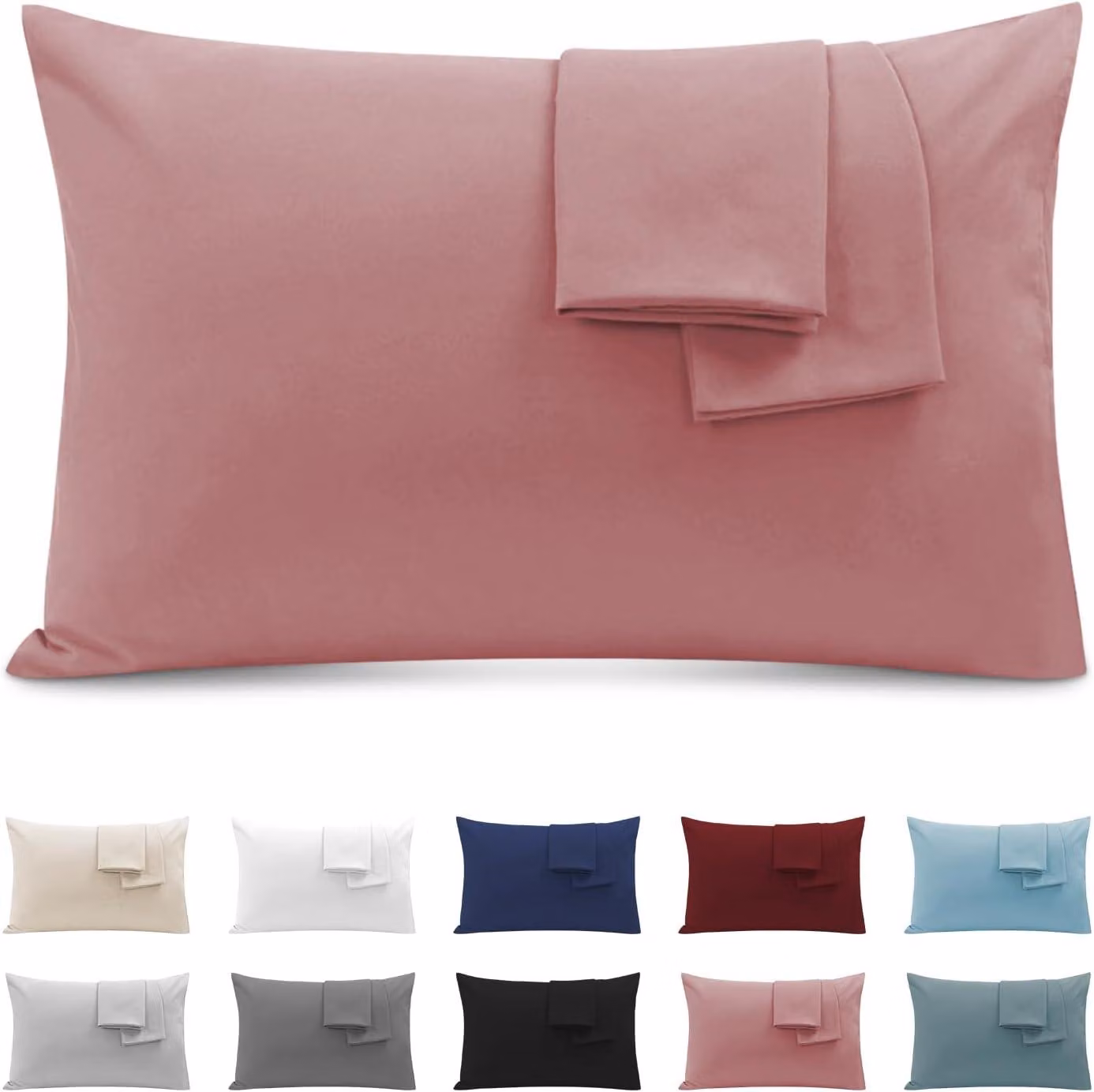 Coperte per cuscini per letto matrimoniale, 50x70 cm, set da 2, certificate Oeko-TEX, in microfibra di alta qualità, 110 GSM, con cerniera invisibile