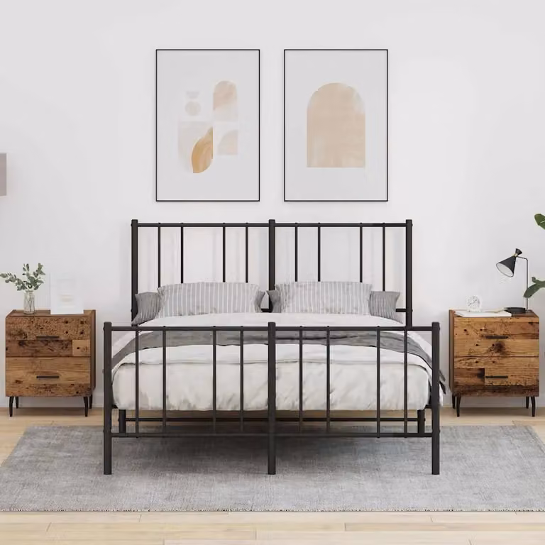 Set di 2 Armadi da Notte vidaXL in Legno Vecchio Marrone L: 40 cm, P: 35 cm, H: 47,5 cm