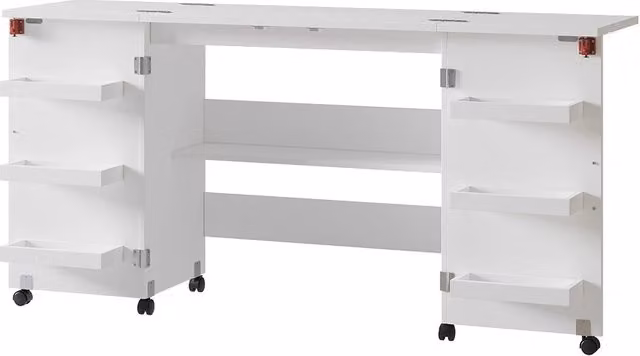 Tavolo da cucina estensibile Vicco bianco con ripiani e ruote L: 160 cm, P: 80.2 cm
