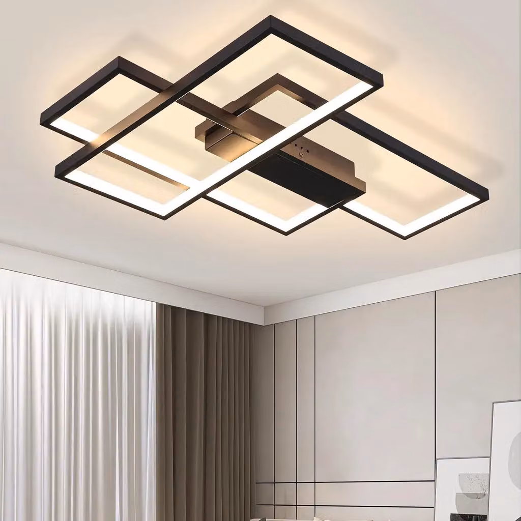 ZMH LED Plafoniera Nero Bianco Caldo Lampada da soffitto Lampada da parete geometrica Plafoniera multifunzionale 35W per soggiorno camera da letto