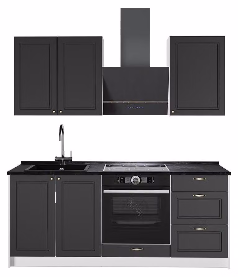Cucina monoblocco Vicco Fame-Line Oro-antracite rustico/Bianco 190 cm, PL Antracite, Model 64899