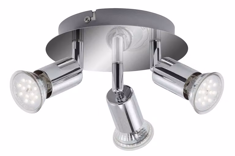 Lampada da soffitto a LED, cromo, spot mobili, IP44, D 16 cm