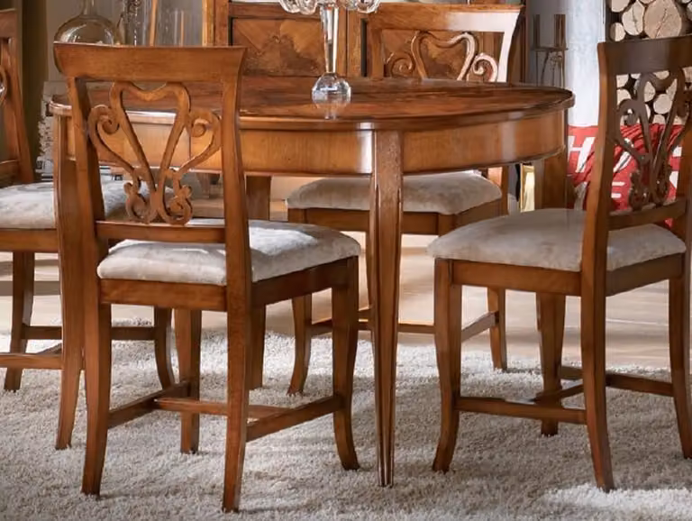 Casa Padrino Tavolo da pranzo in legno massiccio Biedermeier intarsiato marrone - Tavolo da pranzo ovale allungabile - Mobili da sala da pranzo Biedermeier - Qualità eccellente - Italy