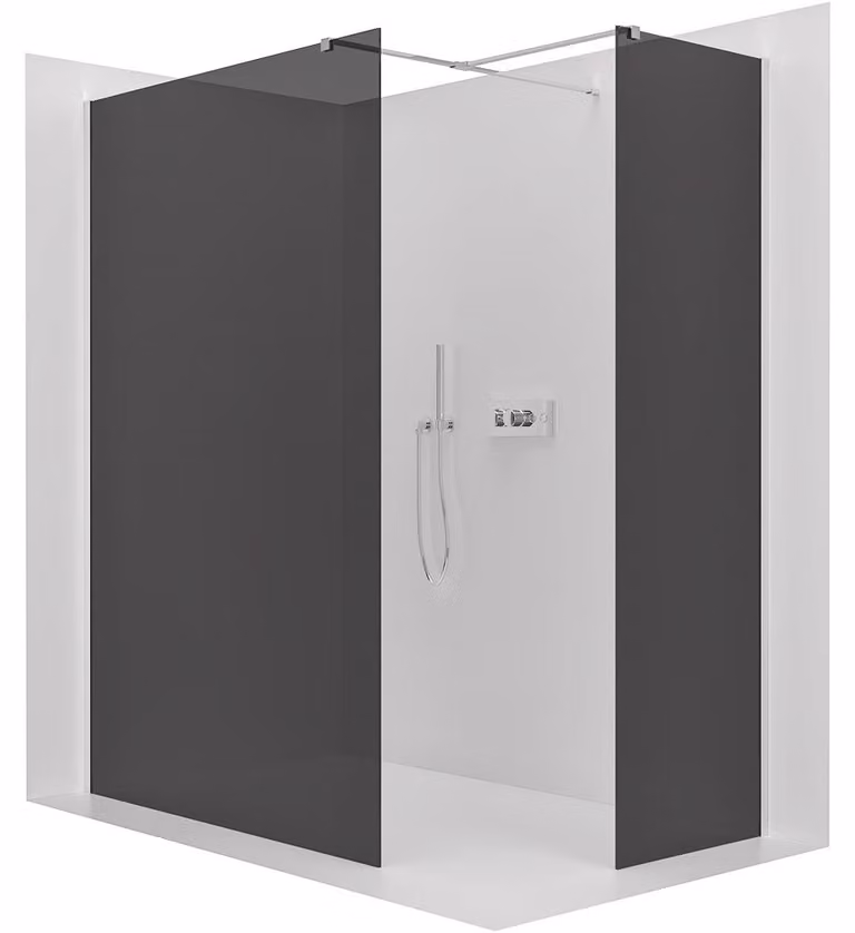 CERANO - Box doccia Walk-in Onyx T L/P - 8 mm - montante squadrato - cromato, vetro grafite - 150x110x200 cm