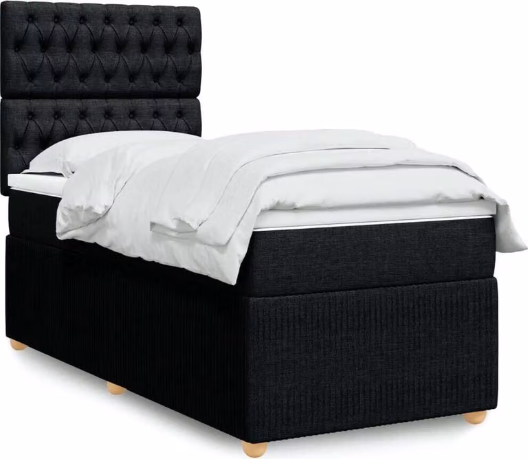 Maison Exclusive - Giroletto a Molle con Materasso Nero 100x200 cm in Tessuto
