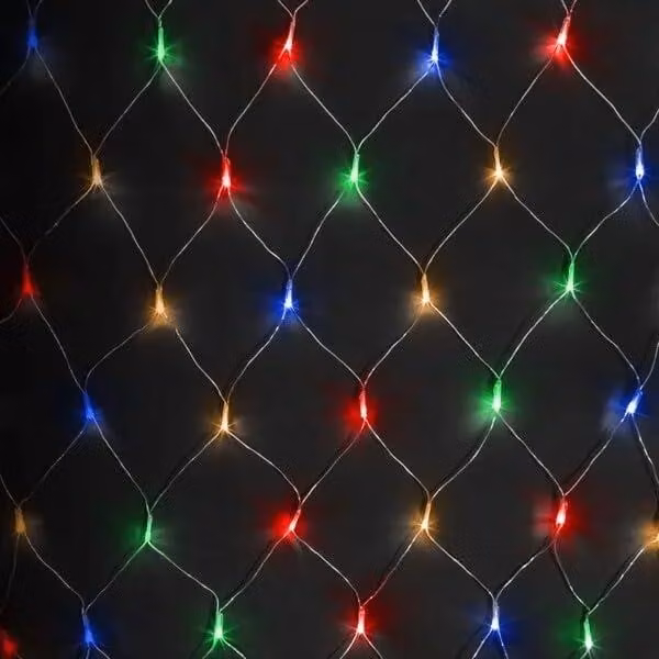 Catena luminosa piatta, lunghezza 3 metri x 1,5 metri, colori RGBY, alimentazione a 3 batterie AA, decorazione per feste