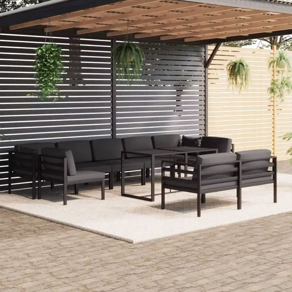 Maison Exclusive - Set Divani da Giardino 10 pz con Cuscini in Alluminio Antracite