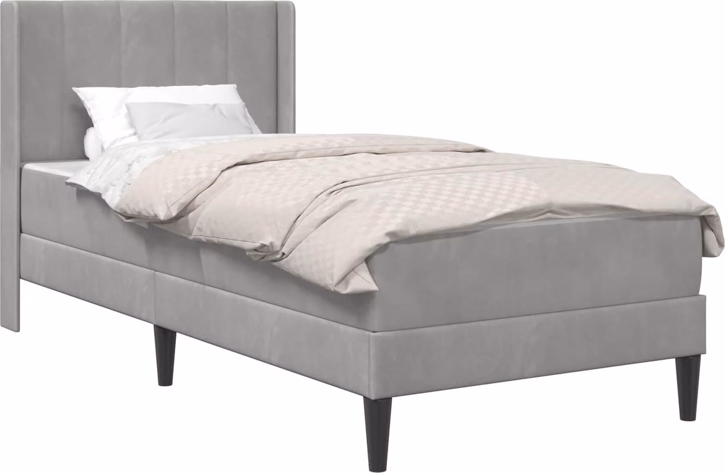 Struttura del letto con materasso, colore grigio chiaro, dimensioni 90 x 190 cm