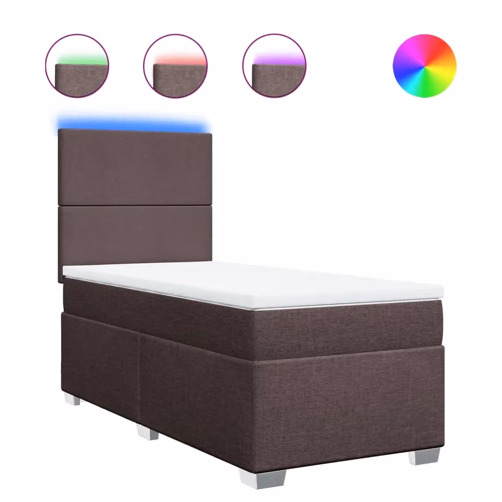 Letto Ibrido con Materasso vidaXL in Legno e Tessuto, Marrone e Bianco, L 80 x P 200 cm – 2