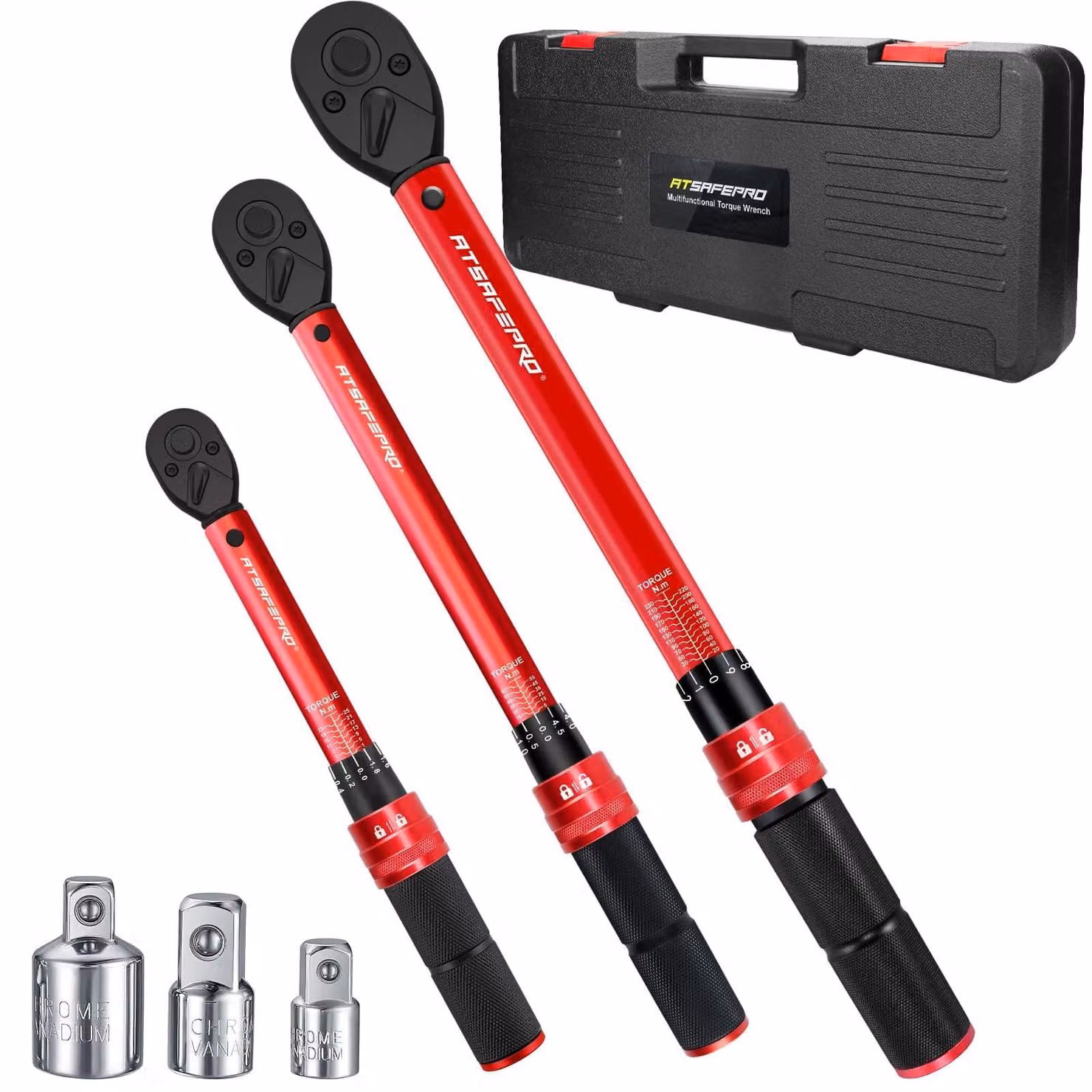 Set di 6 chiavi a bussola con 3 adattatori