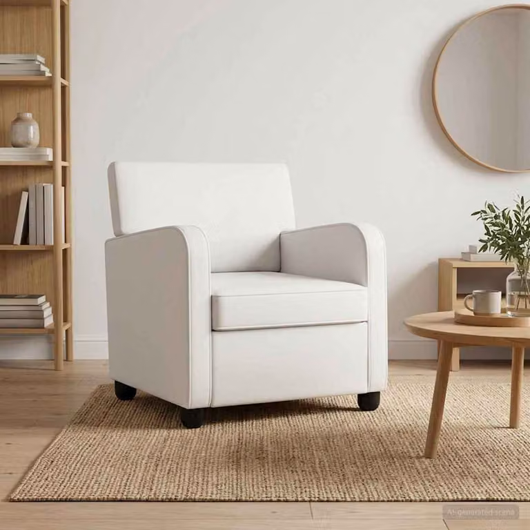 Poltrona lounge moderna vidaXL in similpelle bianco con braccioli