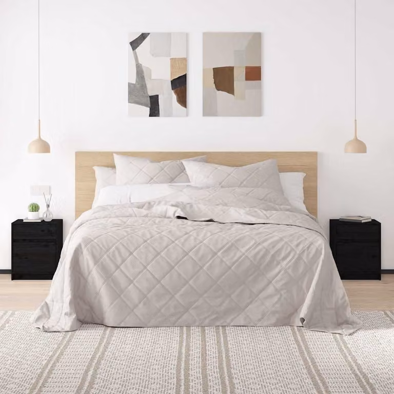Set di 2 comodini vidaXL neri in legno massello di pino per camera da letto, L 40 cm x P 31 cm x H 50 cm