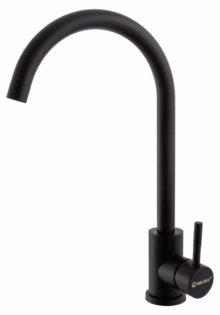 Miscelatore per lavello da cucina, acciaio inossidabile, colore nero, attacchi da 3/8"