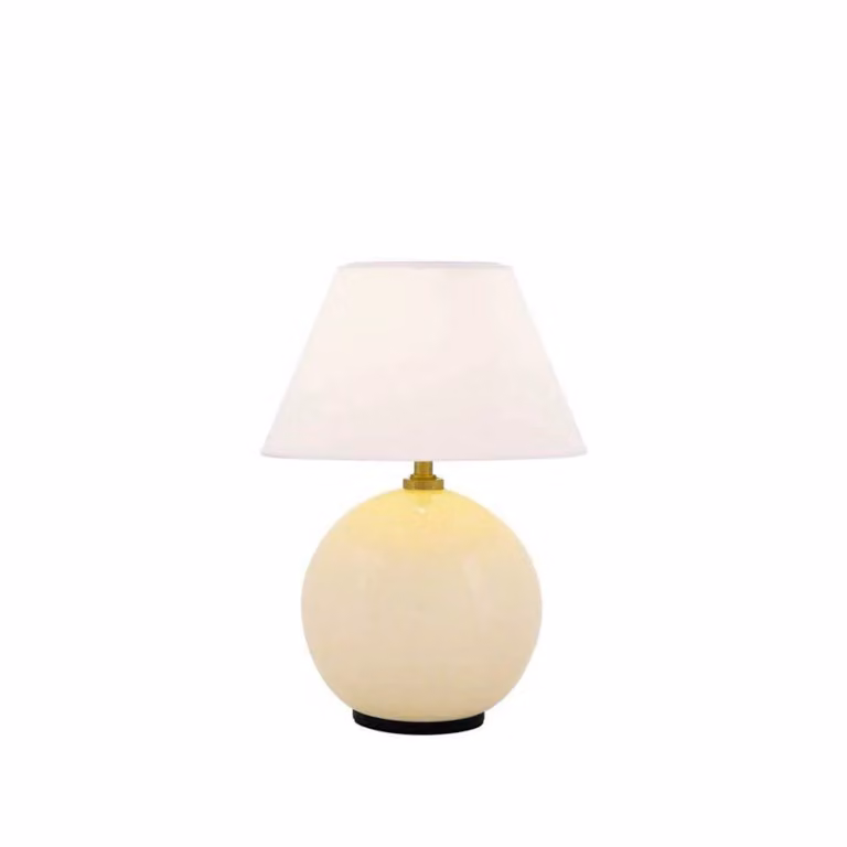 Globen Lighting Lampada da tavolo IRIS, dimmerabile, Crema / Ambra, Soggiorno / Sala da pranzo, Tessuto / Stoffa / Seta, Vintage, Lampada da tavolo
