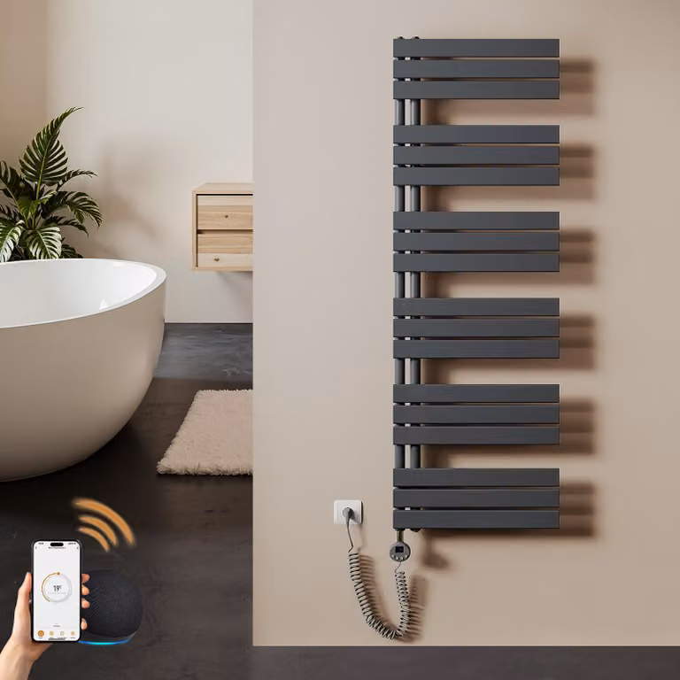 S'AFIELINA 159.9×50cm Scaldasalviette elettrico bagno WiFi, termoarredo con termostato, programmabile,LCD,1000W,asciugamani a basso consumo, Antracite