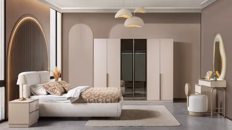 Comodino doppio, armadio, cassettiera, stile moderno, colore bianco, nuovo