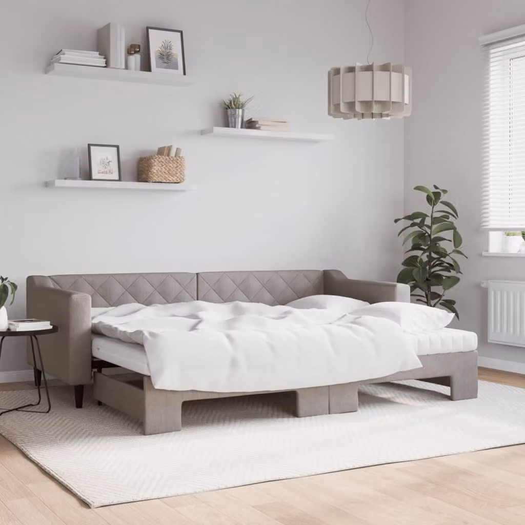 Maison Exclusive - Divano letto estraibile con materassi color taupe 80x200 cm in tessuto