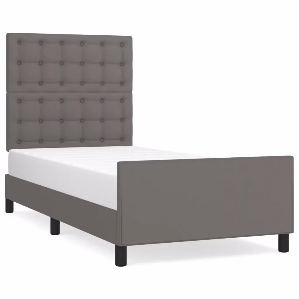 vidaXL Giroletto con Testiera in Similpelle Grigio L/P/H: 90 x 190 x 128 cm – 2