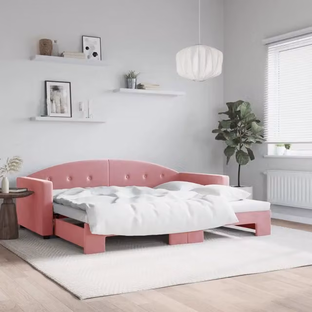 Divano Letto con Letto Estraibile vidaXL in Velluto Rosa per Soggiorno e Camera da Letto L/P/H: 222 x 90 x 75 cm