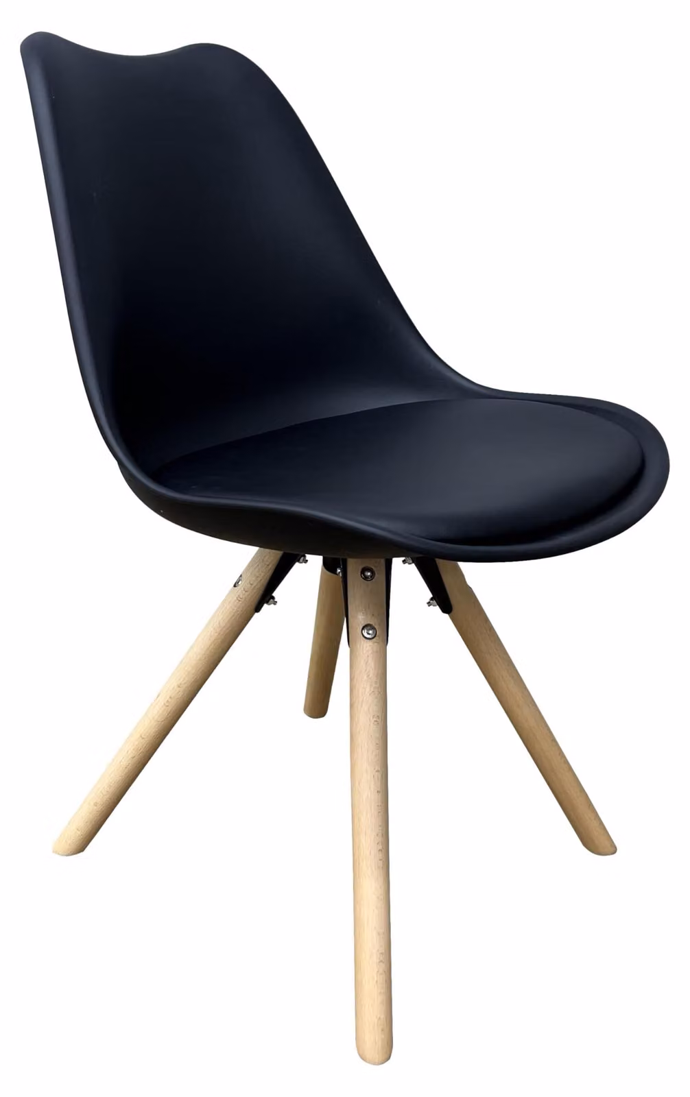 Sedia da pranzo moderna con gambe in legno nero