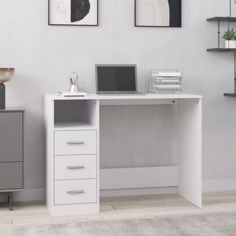 Maison Exclusive - Scrivania con cassetti Bianco 102x50x76 cm Materiale ligneo