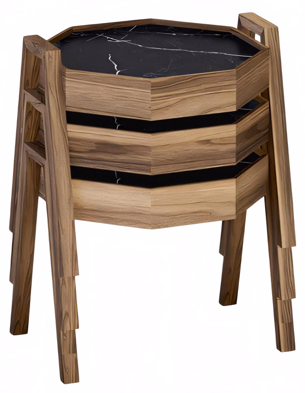 Elegantes schwarzes Holz Couchtisch-Set modern und robust