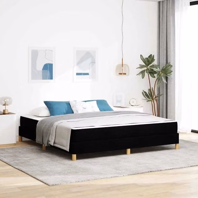 Letto moderno con materasso a molle a tasche vidaXL in tessuto nero L/P: 180 x 200 cm – 1