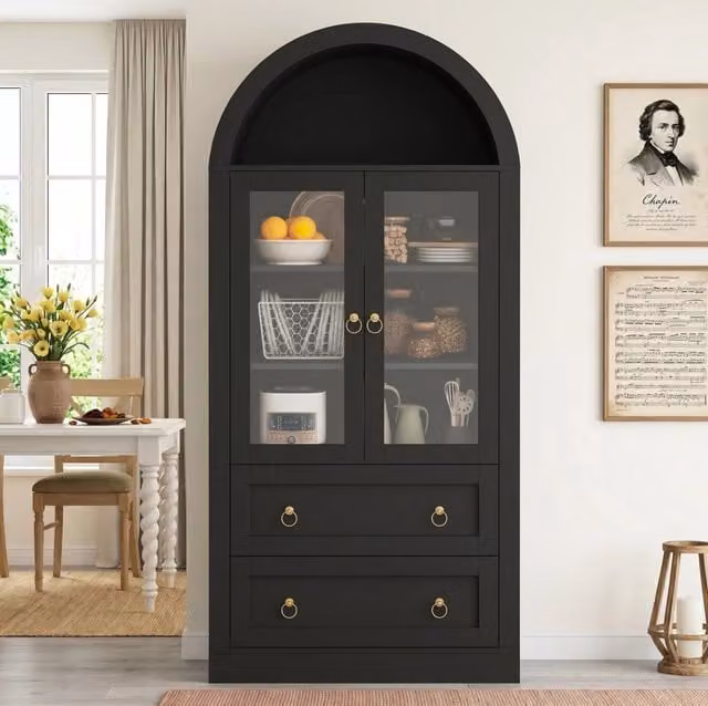 Mobile contenitore alto con ante in vetro, 80 × 36 × 170 cm