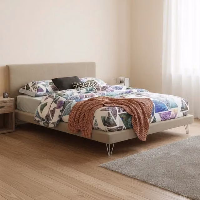 Letto matrimoniale Arbatrax Talamo Italia in tessuto beige per materasso 160x200 cm