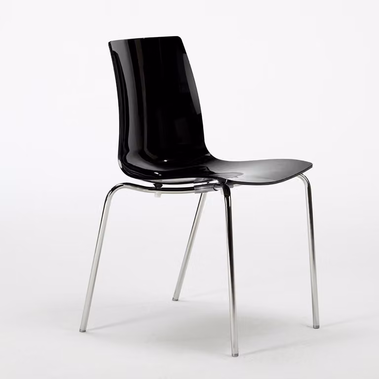 Lollipop Grand Soleil Sedie Sedia da bar Cucina Gambe in acciaio Impilabile - Nero