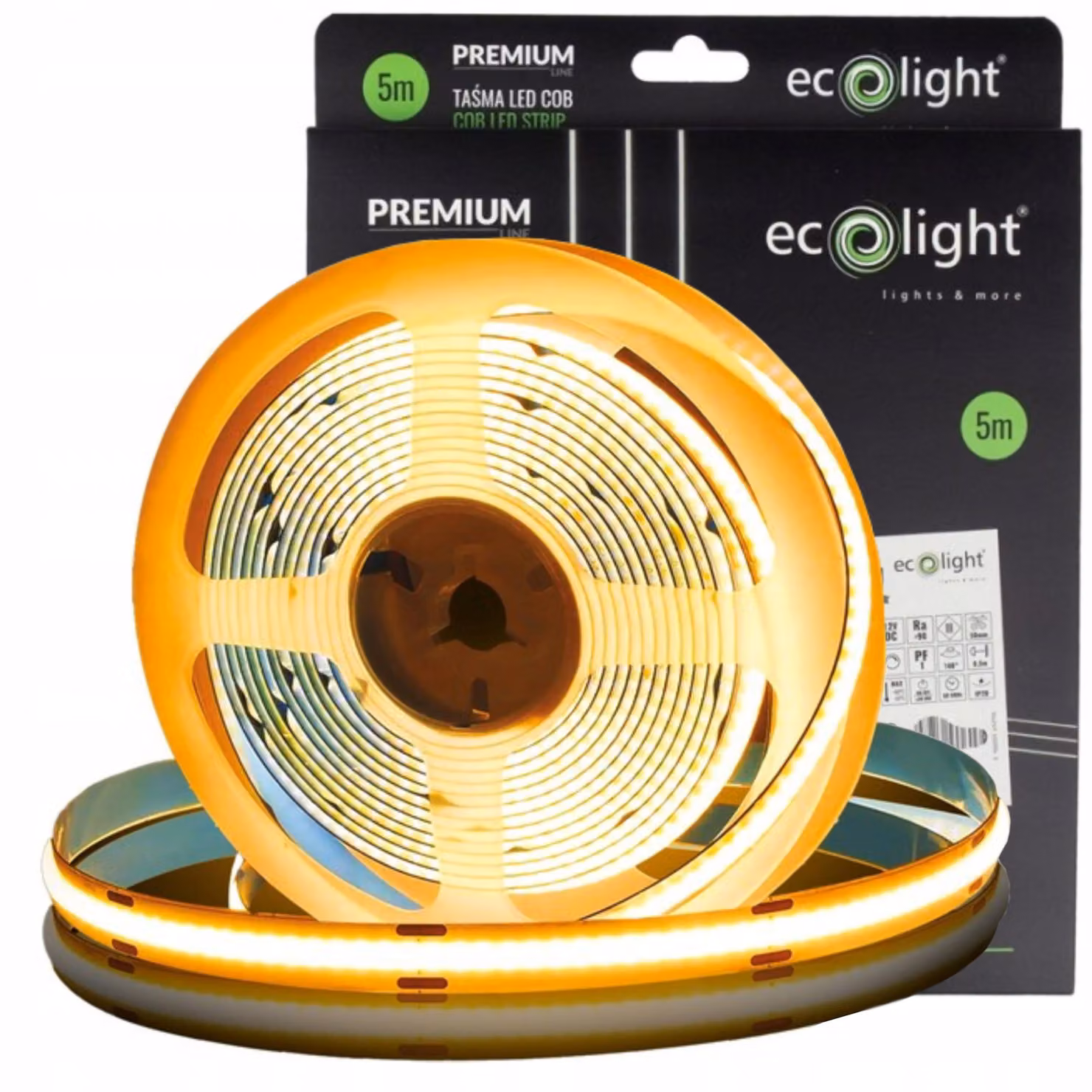 Striscia LED COB 480 7W/m 3000K IP20 12V 5mm / 5m P EC20693 Eco Light